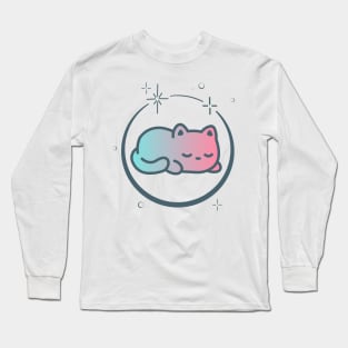 Cute Cat Kitten Kitty in Space Galaxy Long Sleeve T-Shirt